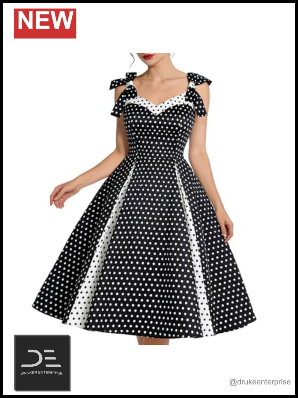 1950s Vintage Sleeveless Tea Party Dress Polka Dot Swing